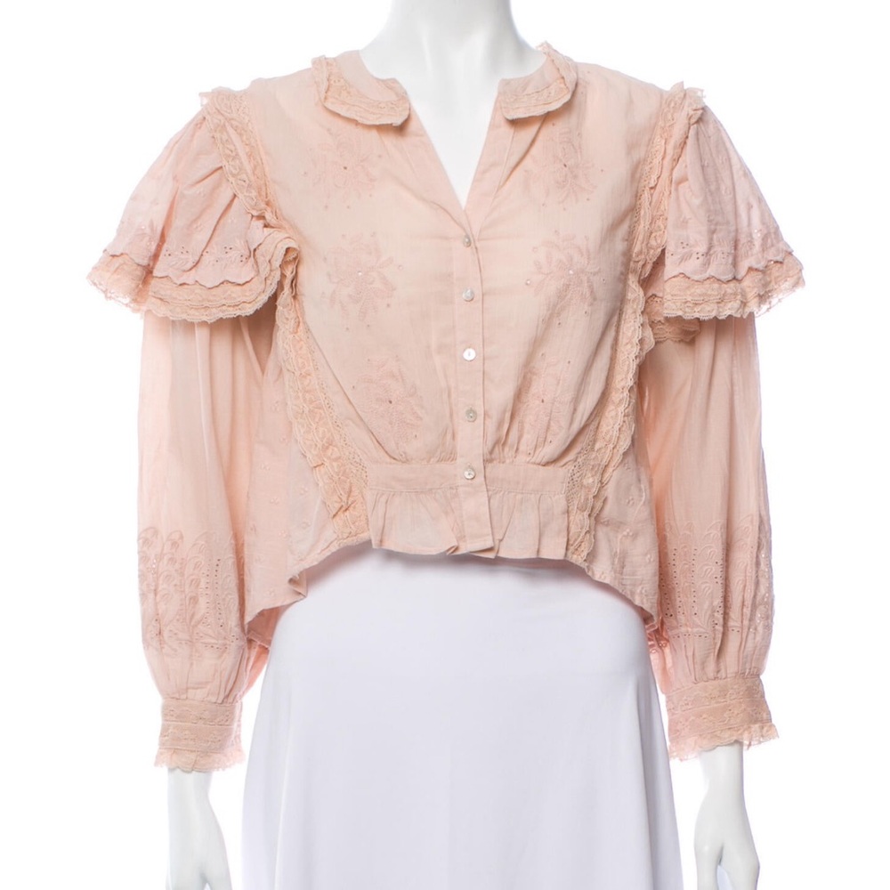 LoveShackFancy Blush Lace Blouse